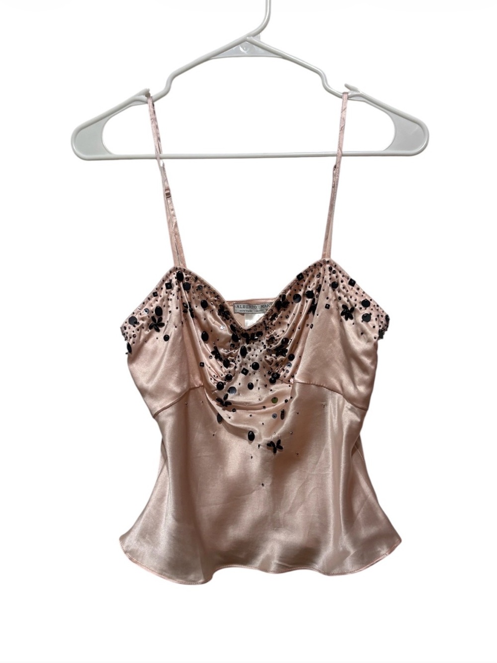 Alberto Makali blush pink Silk Cowl Neck Hand beaded Camisole